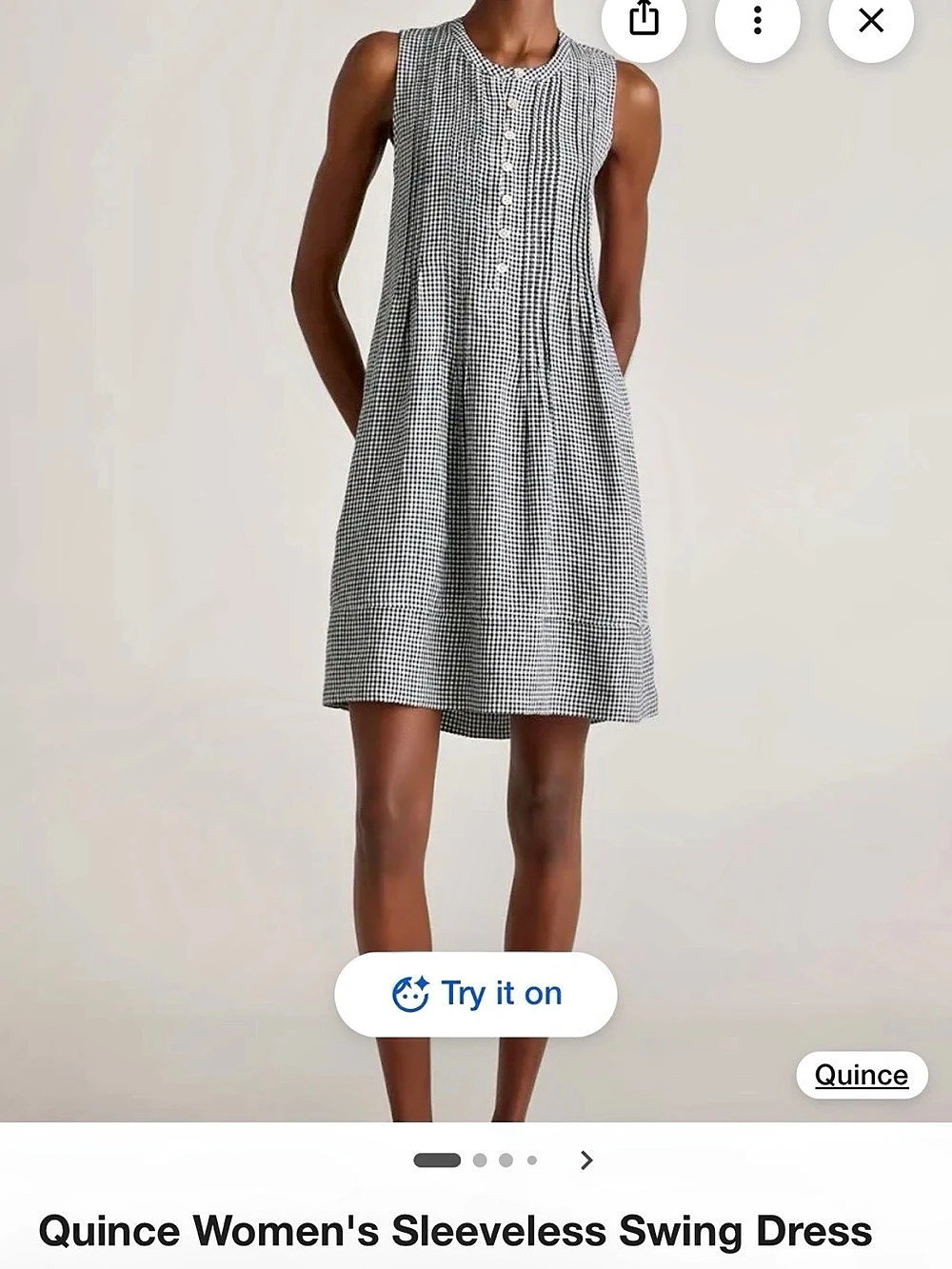 Quince 100% European Linen Sleeveless Swing Dress Mini Dress